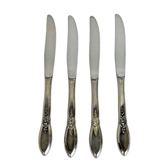 4 Oneida Community SPRING ROSE Stainless Knives 9 Inch Betty Crocker Knife VTG - Picture 1 of 6